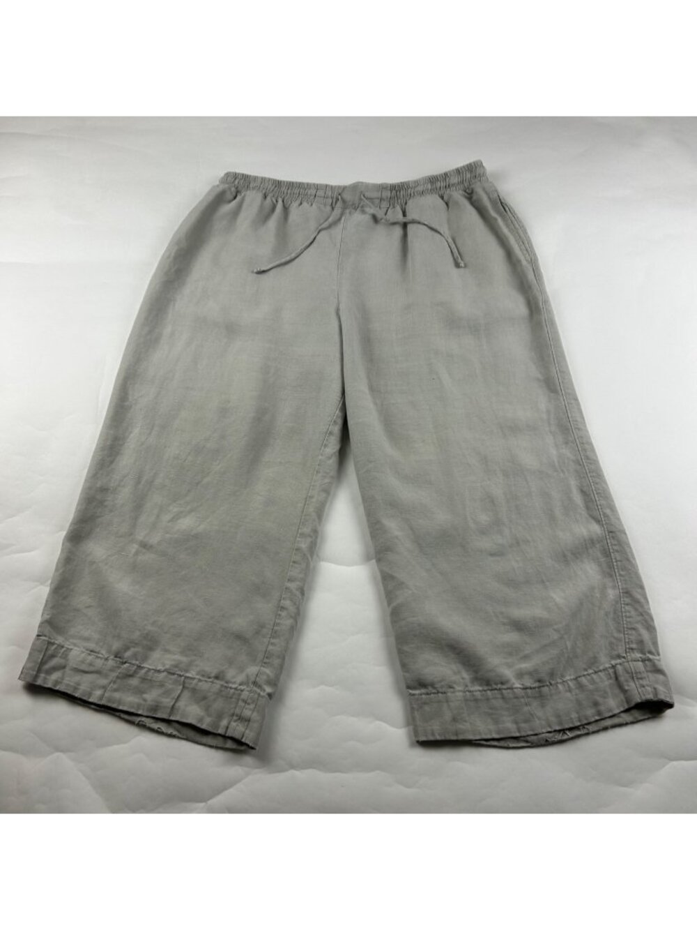 James Perse Sand Textured Cotton Wide Leg Cropped Pant 3 / Large